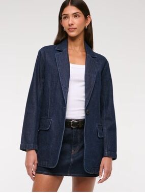 Abercrombie & Fitch Dark Denim Blazer Jacket